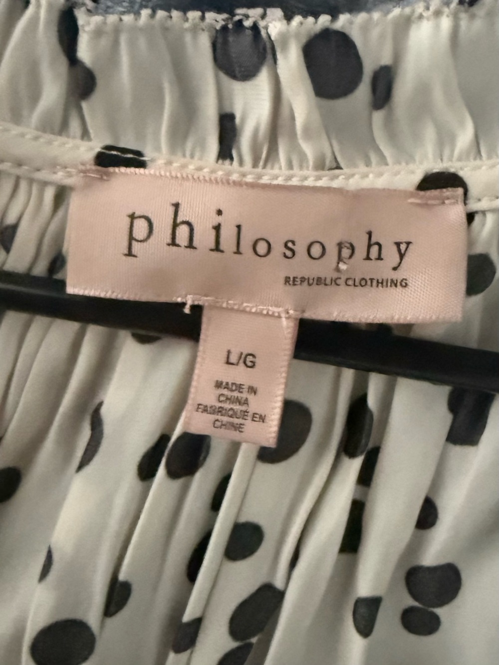 Philosophy Cream and Black Polka Dot Flutter Sleeve Blouse - Picture 6 of 6
